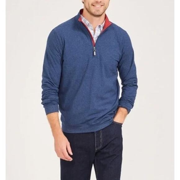J. Mclaughlin Clermont Men's Size Medium Blue 1/2 Zip Long Sleeve Light Sweater - Picture 1 of 9